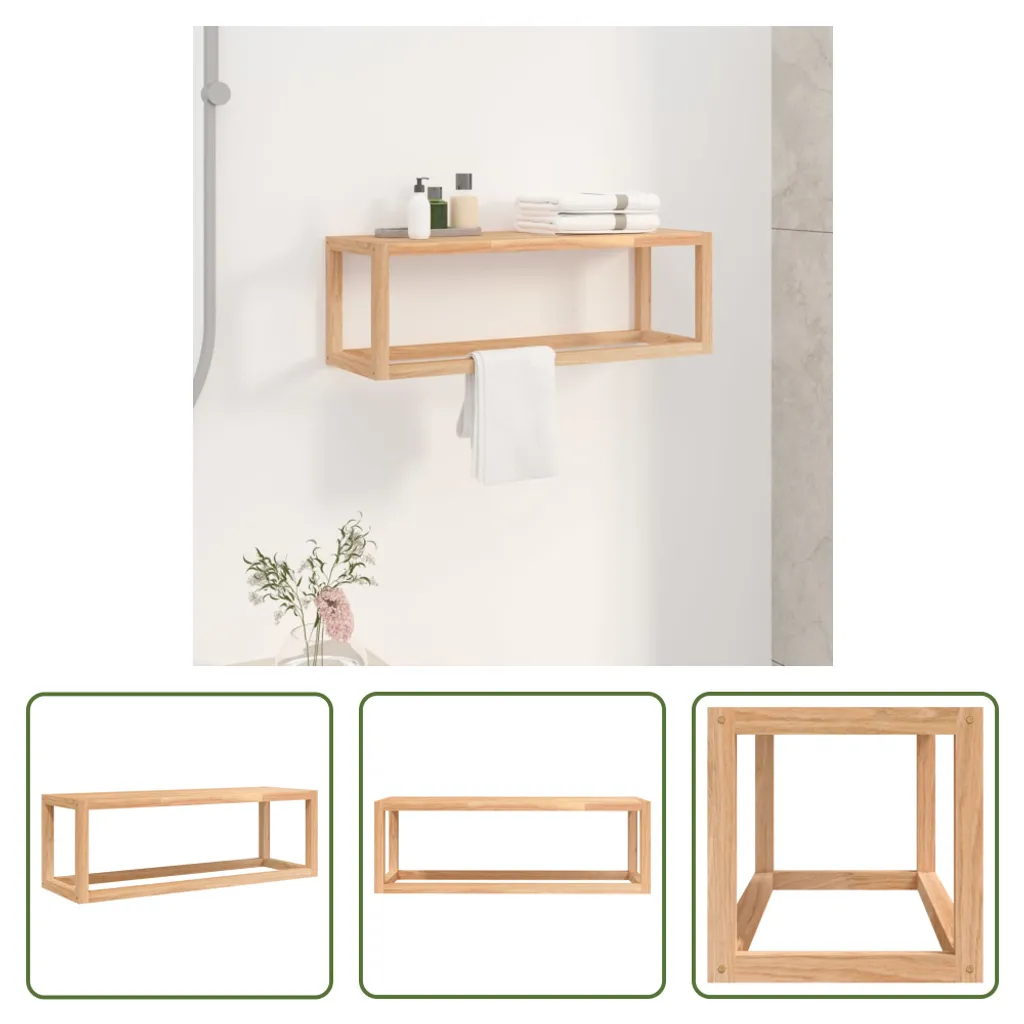 The Living Store Portasciugamani Naturale Noce Massiccio 60x20x20 - 7