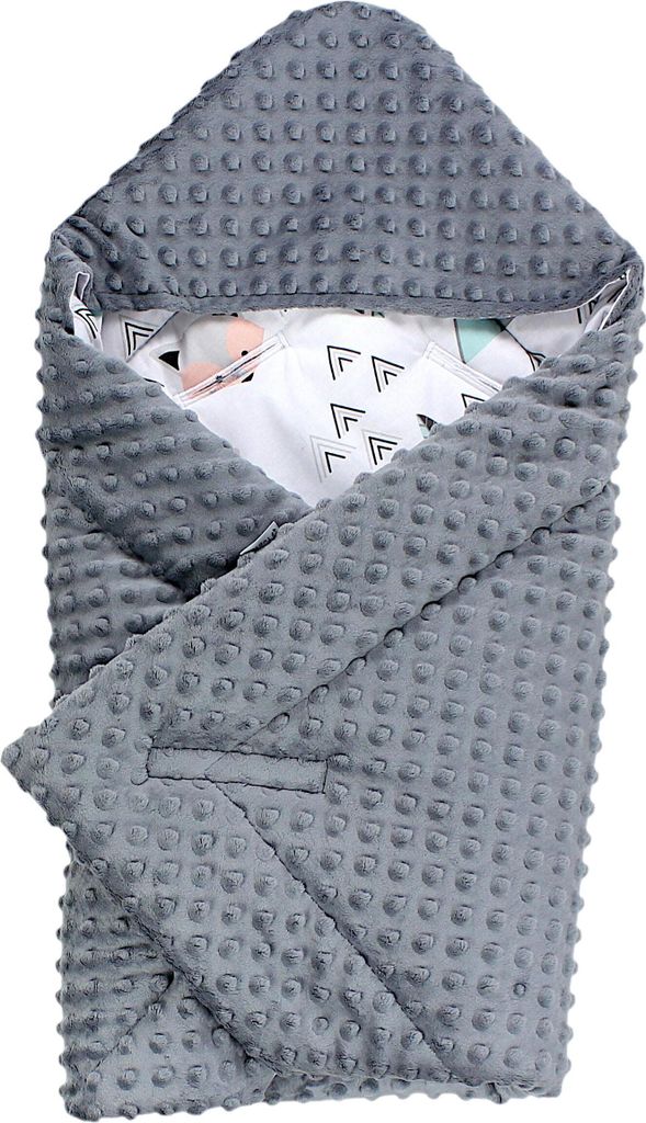 TupTam Baby Winter Einschlagdecke Babydecke 75x75cm für Autositz Babyschale Wattiert Minky Baumwolle Universal, Farbe: Grau / Fuchs Mint, Größe:...