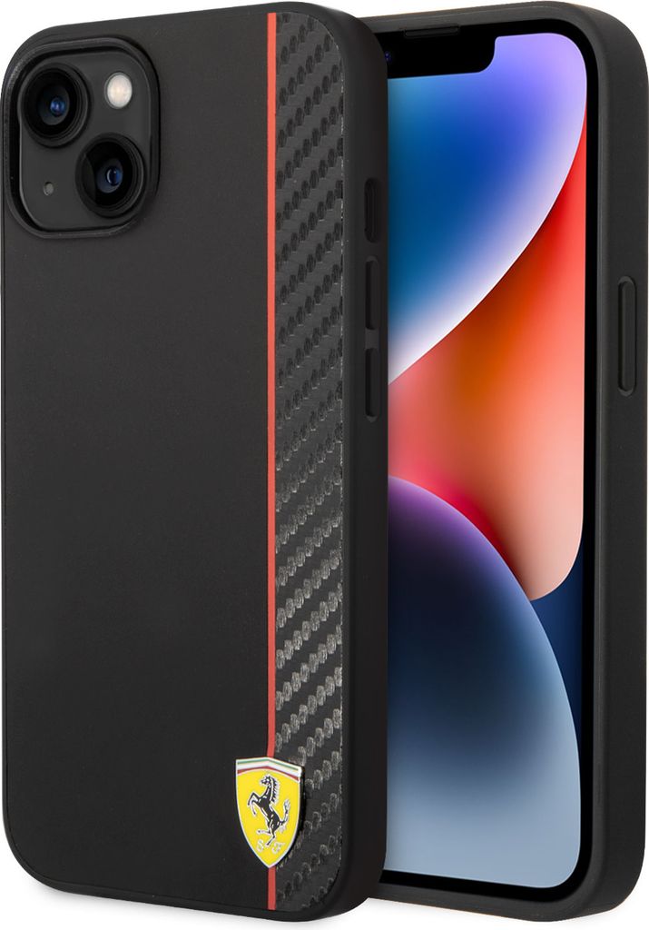 Ferrari iPhone 14 Plus Back cover case - Bimaterial stripe - Black