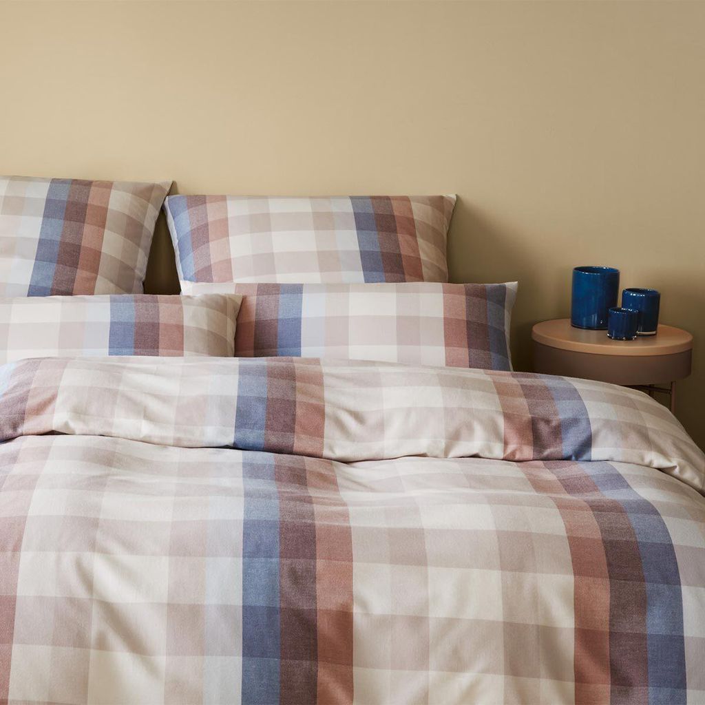 elegante Soft-Flanell-Bettwäsche-Garnitur Glasgow Farbe Terra-Blau Größe 200x220+2x80x80