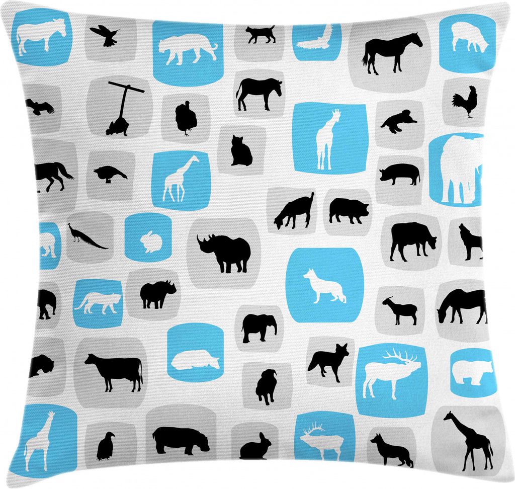 ABAKUHAUS Giraffe Kissenbezug, Tiere der Welt Graphic, Wasser und Schmutz resistent Waschbar Beidseitiger Druck mit Reißverschluß, 50 x 50 cm, We...