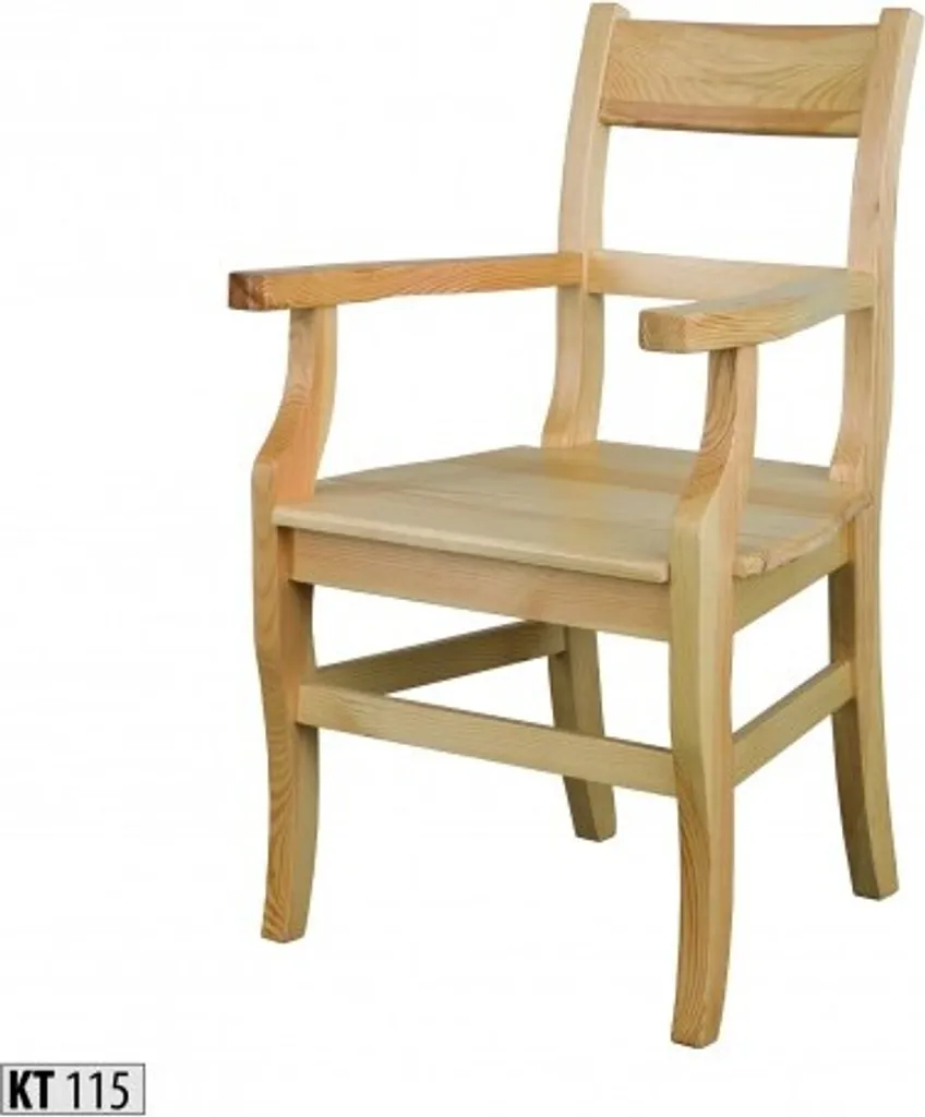 Chaise avec accoudoirs en bois de pin massif fait main - Modèle Épure