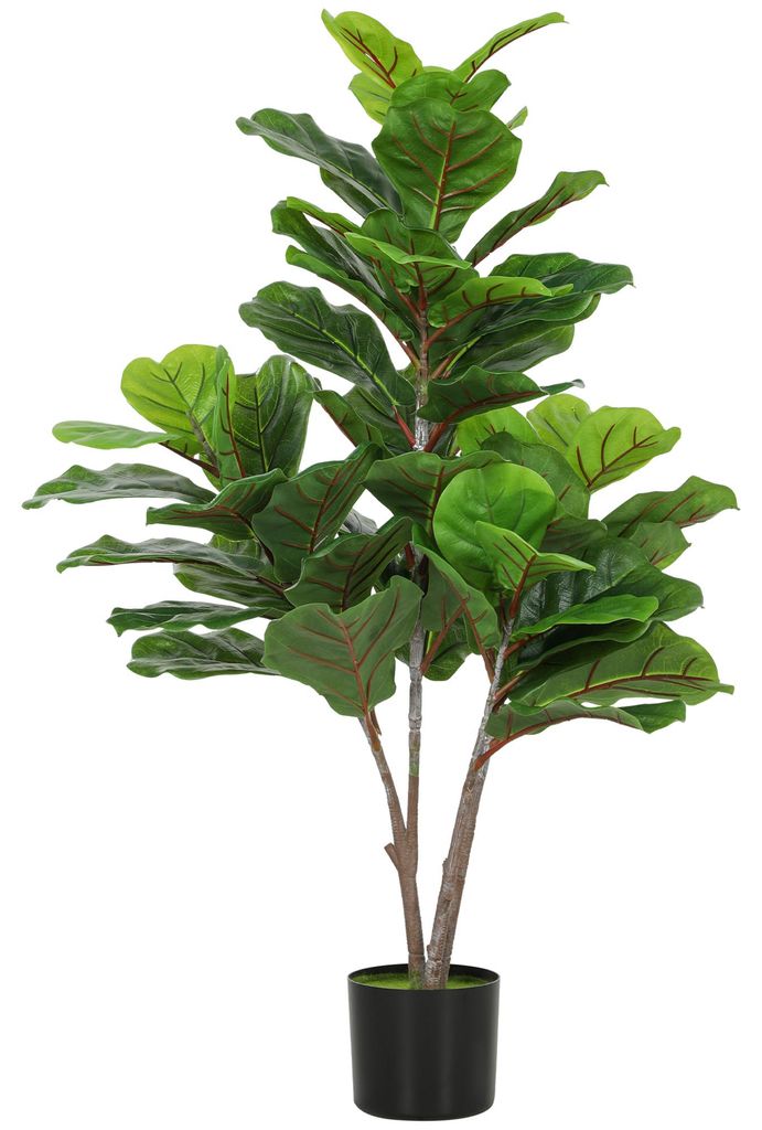 HOMCOM Künstliche Geigen-Feigenbaum 110cm Kunstpflanze, Künstliche Pflanzen