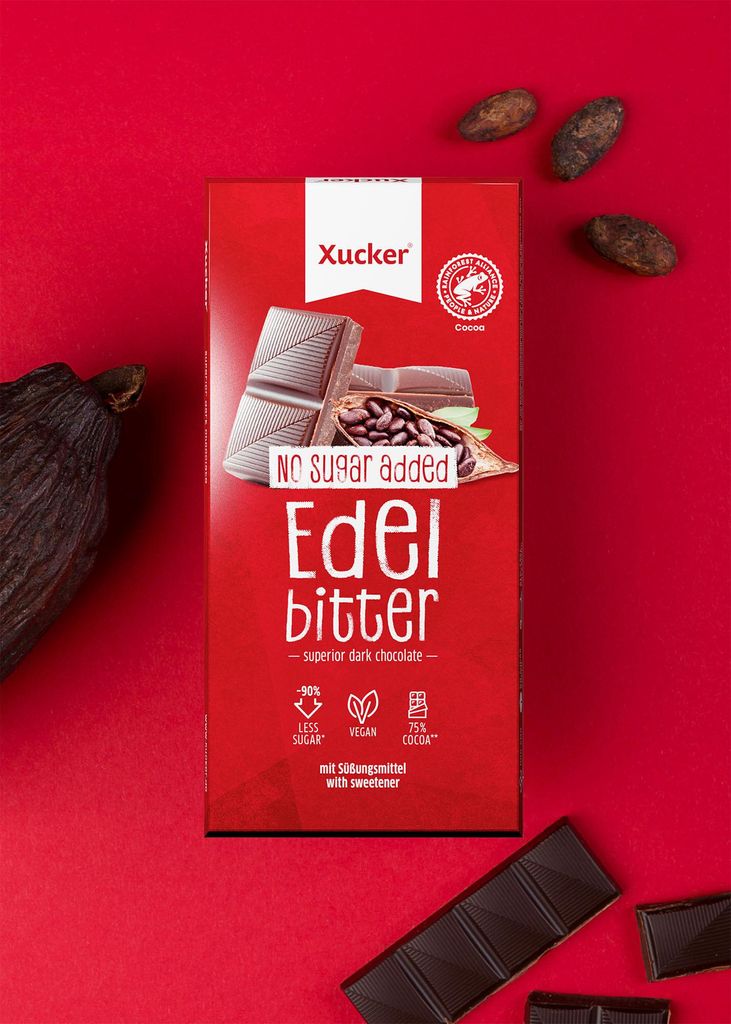 Xucker Edelbitterschokolade mit Xylit und 75% Kakaoanteil, Produktbild 