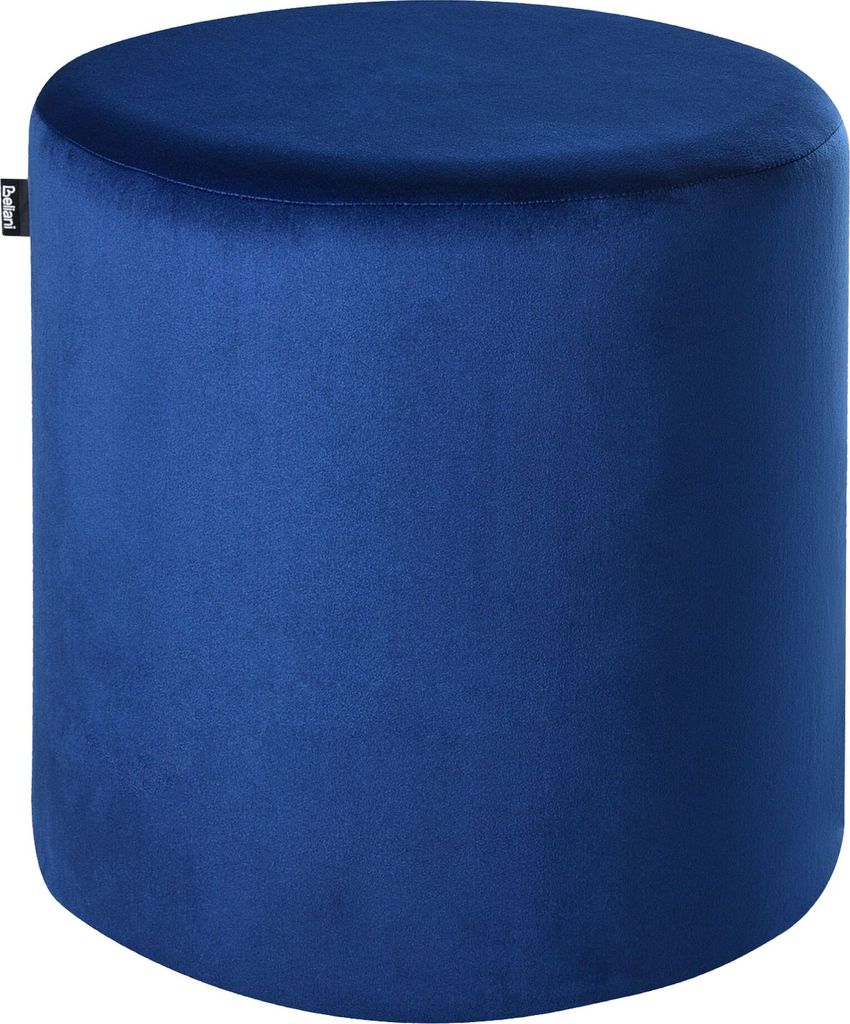 BELIANI Pouf Dunkelblau Samt 47 cm Rund Modern Glamourös Sitzhocker Ottoman Samthocker Fußhocker Schemel für Wohnzimmer Schlafzimmer