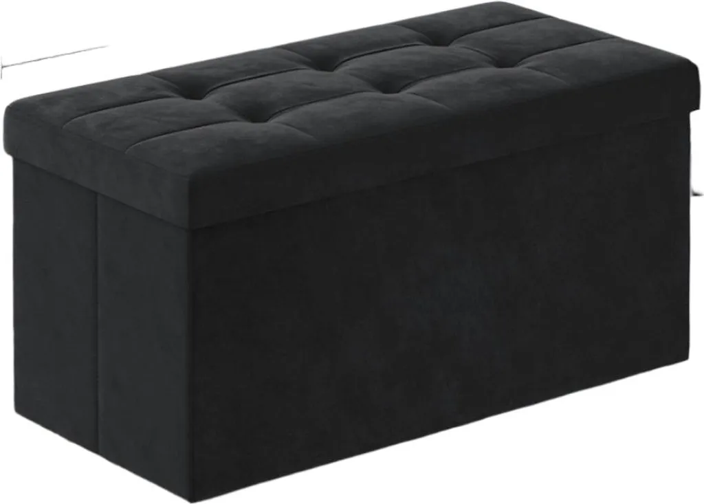 Banc coffre rangement velours - Solution gain de place pliable de 89L