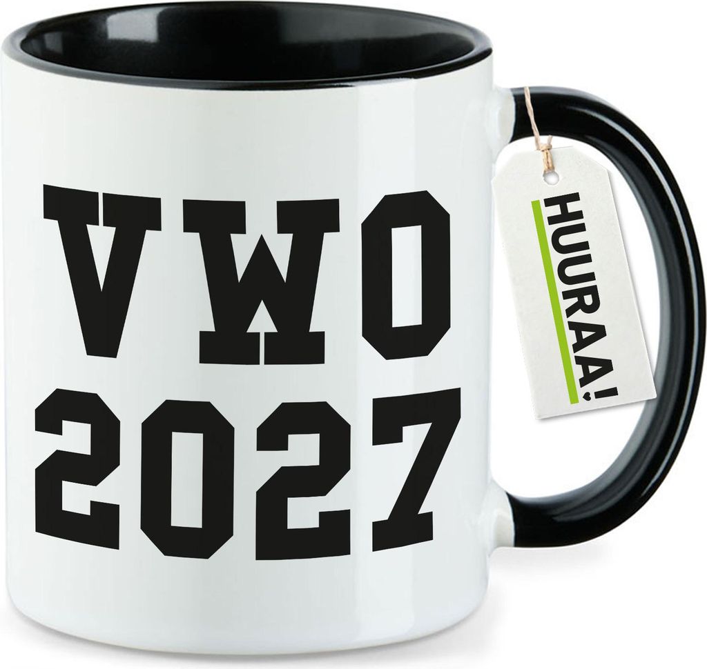 Huuraa Kaffeetasse VWO 2027 Abschluss Niederlande 330ml Schwarz Keramik Kaffeebecher Geschenkidee