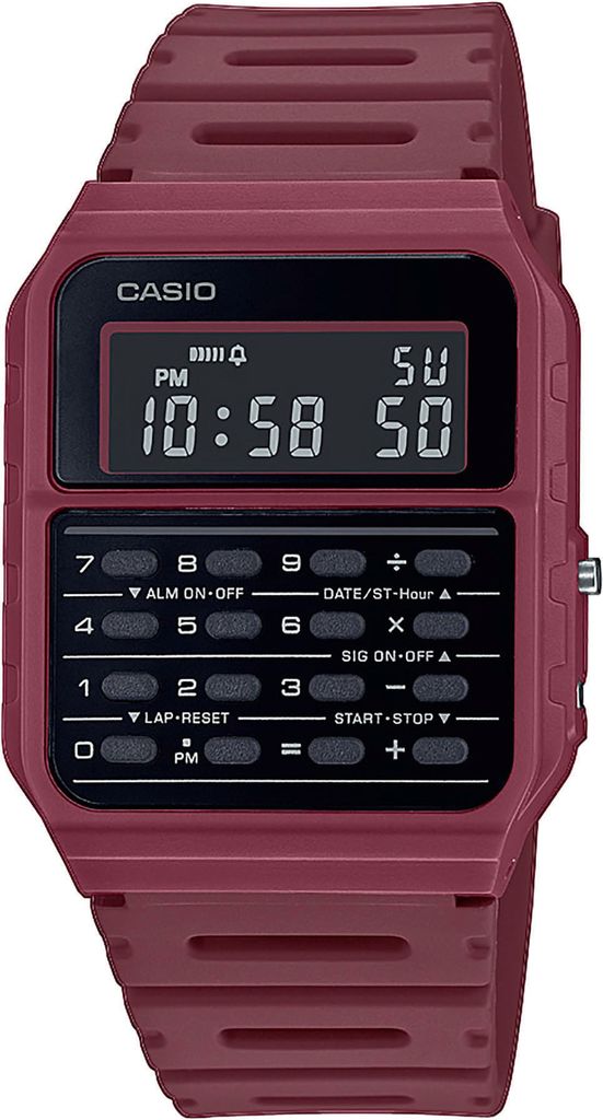 Casio Vintage Armbanduhr Taschenrechner-Uhr CA-53WF-4BEF rot