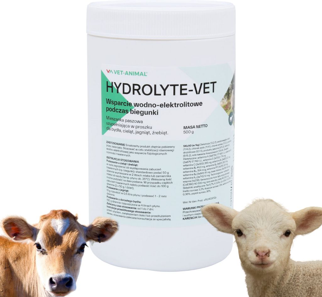 HYDROLYTE-VET 500 g pomoc w walce z biegunką u cieląt, Zdjęcie produktu 
