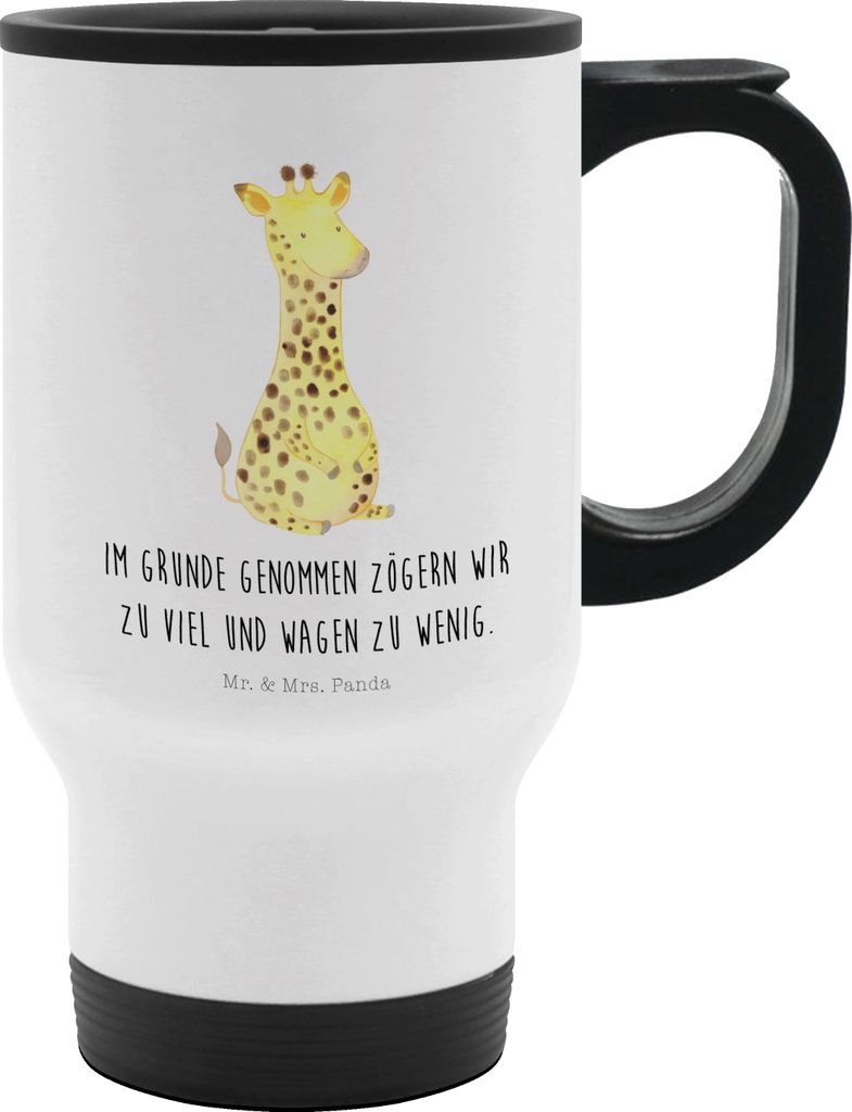 Mr. & Mrs. Panda thermosbecher Giraffe Zufrieden - Weiß - Geschenk, Afrika, Abenteuer, Thermobecher, Thermotrinkbecher, Glück, Kaffeebecher To Go...