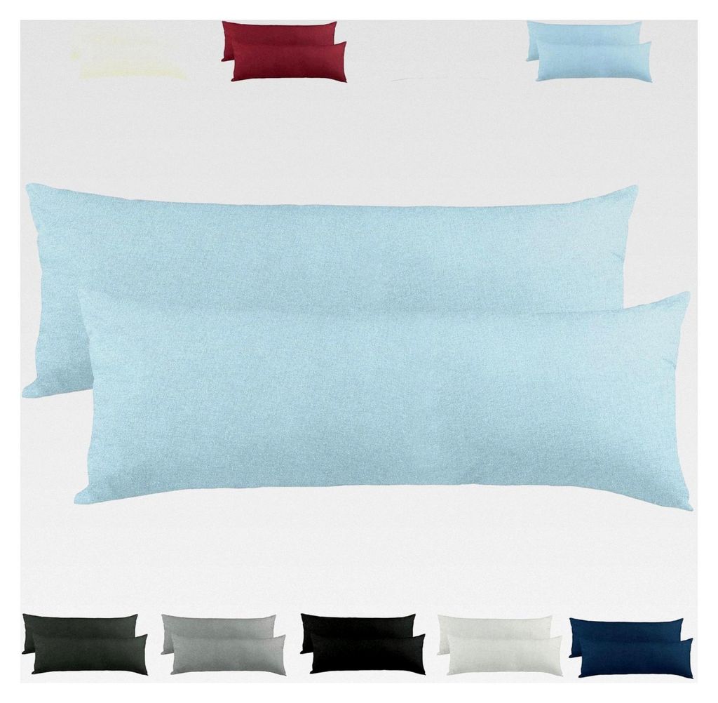 Seitenschläferkissen Bezug Doppelpack Set 40x200 Aqua blau Baumwolle Jersey