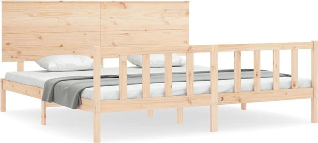 vidaXL Massivholzbett mit Kopfteil