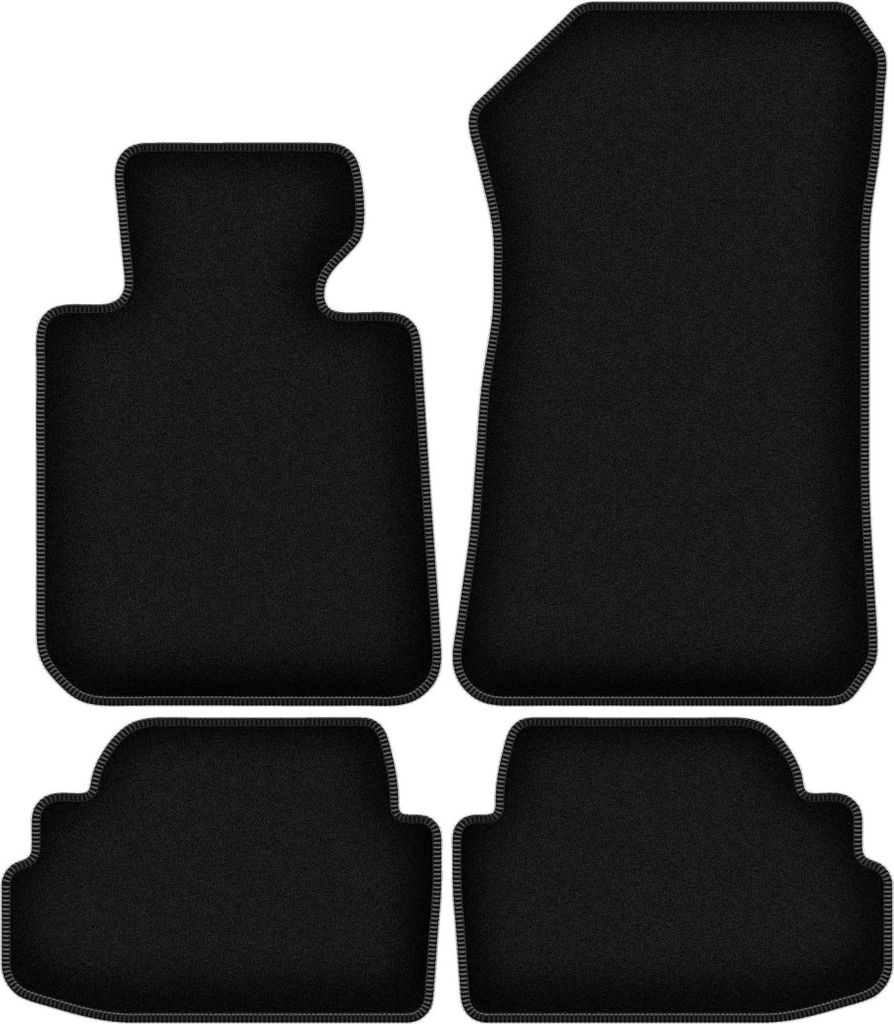 Wielganizator Velours-Autoteppiche – passand für BMW 1 E82 (Coupe, Bj. 2004-2011) – schwarz, passgenau, mit Befestigungen set 4 Stk.