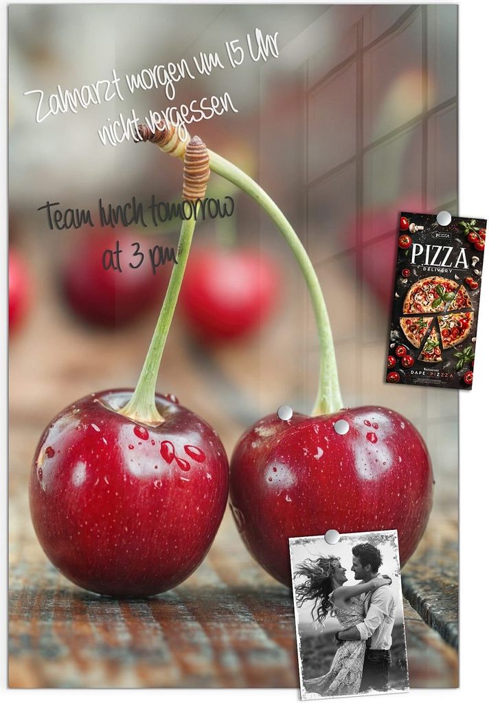 Magnettafel 60x90cm Pinnwand Whiteboard beschreibbar - Frische Kirschen