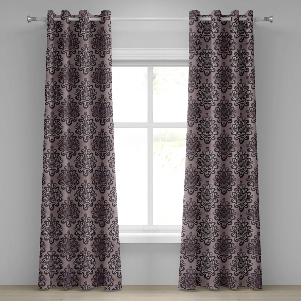 Rideau pour Salon et Chambre Gris Anthracite Style Rétro 280 x 175 cm