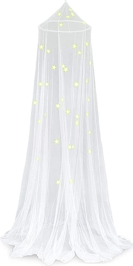 Moskitonetz Kinderbett Leuchtende Sterne Ohne Bohren Großes Fliegennetz Bett Anti-Insektenschutz Doppelbett Für Reisen Und Zuhause Baldachin Mosk...