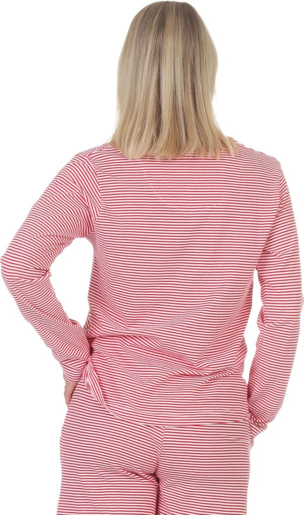 Damen langarm Schlafanzug Oberteil Pyjama Mix & Match – ideal zu kombinieren ; streifen_pink , 36