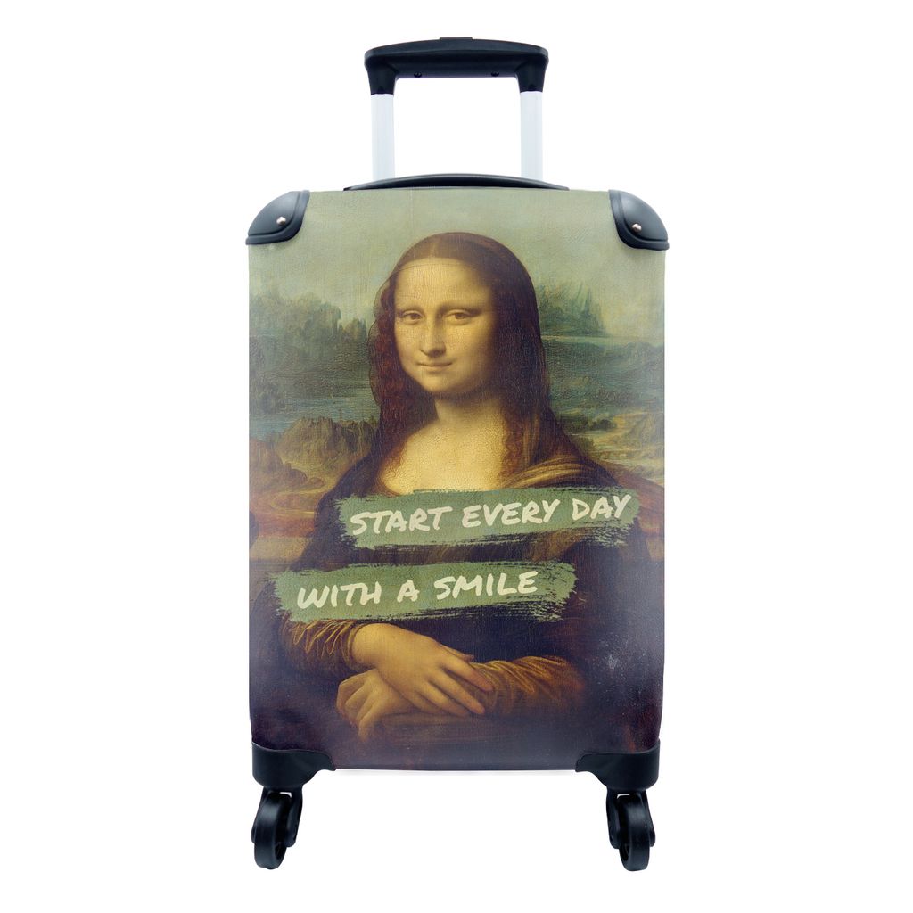 MuchoWow Koffer Handgepäck Trolley Rollkoffer Kleine Reisekoffer mit 4 Rollen - Mona Lisa - Da Vinci - Zitat - Cabin Size < 55x40x23 cm & 55x40x...