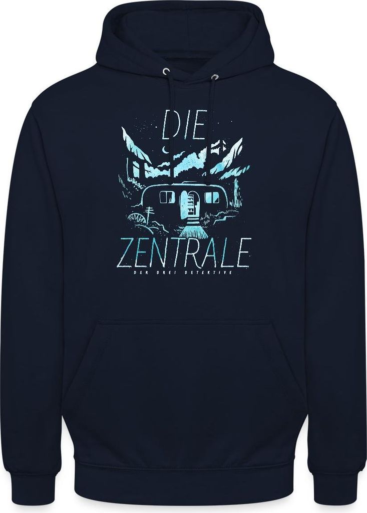 Spreadshirt Die Drei Fragezeichen Die Zentrale Wohnwagen Uni Hoodie, XXL, Navy