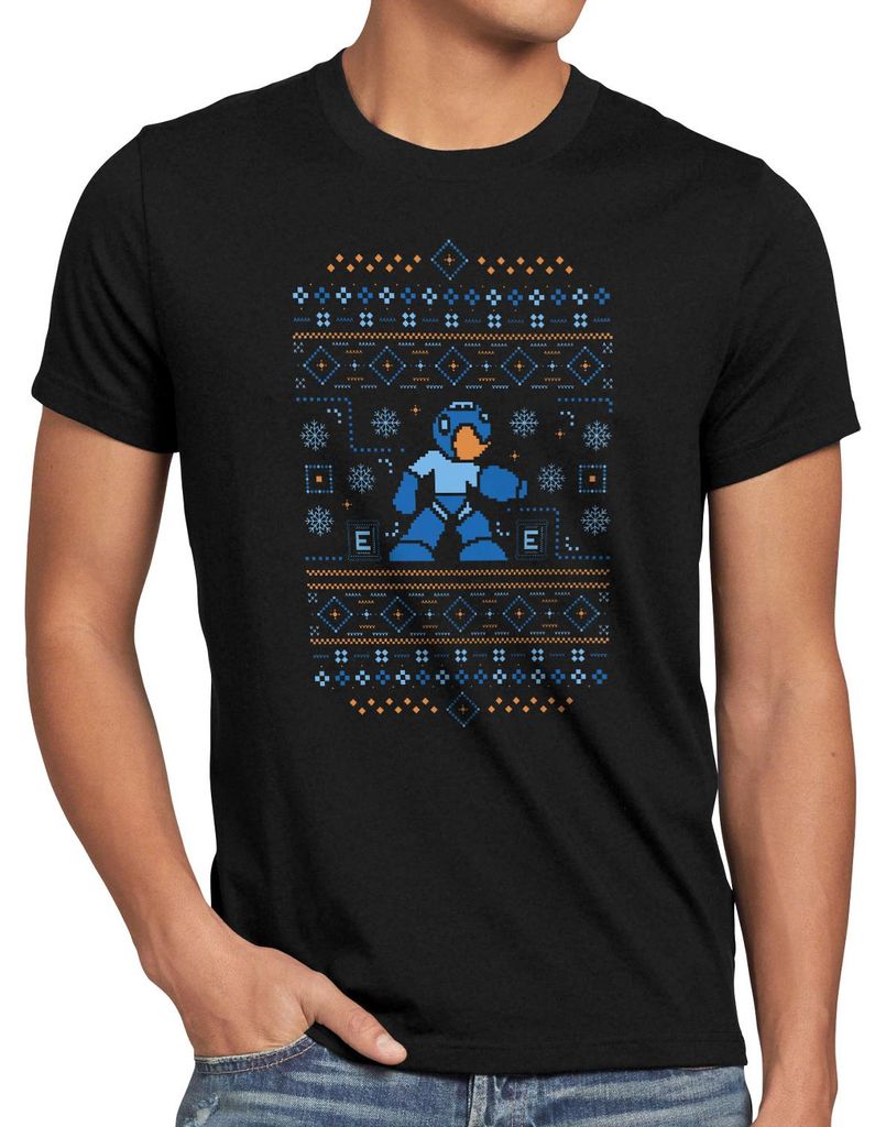 style3 Blue Bomber Christmas Ugly Sweater Herren T-Shirt