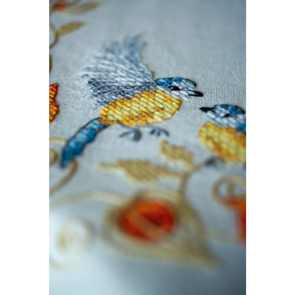 Broderie Facile : Nappe Point de Croix Mésanges avec Tracé Pré-dessiné - 3