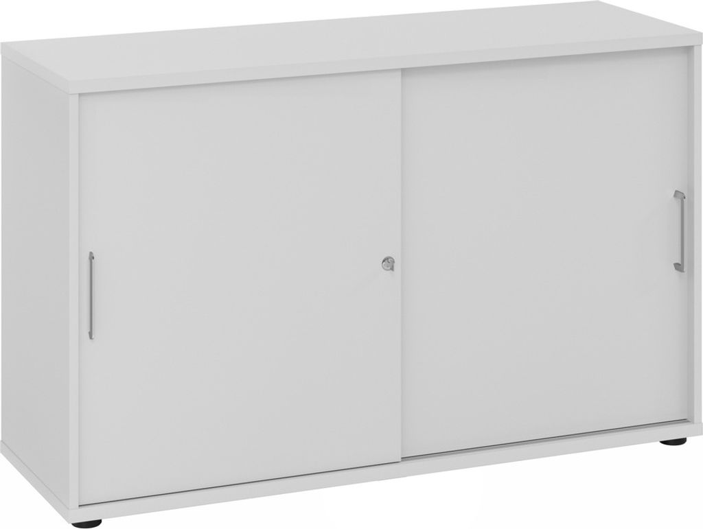 Hammerbacher Büroschrank Sideboard Aktenschrank Schiebetürenschrank Modell 1752S 5/5 = Grau/Grau-BS=Bügelgriff Metall