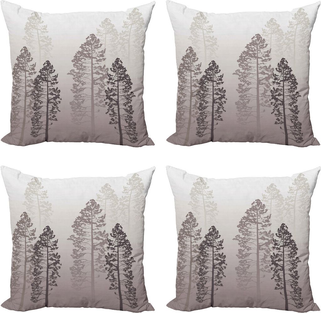 ABAKUHAUS Land Kissenbezug Set (4 Stück), Wilde Pine Forest Themed, Moderner Doppelseitiger Digitaldruck, 50 cm x 50 cm, Warm Taupe