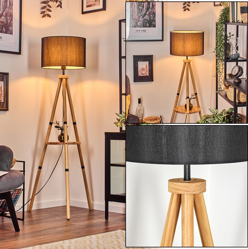 Tubione Stehlampe aus Holz/Metall im skandinavischen Design
