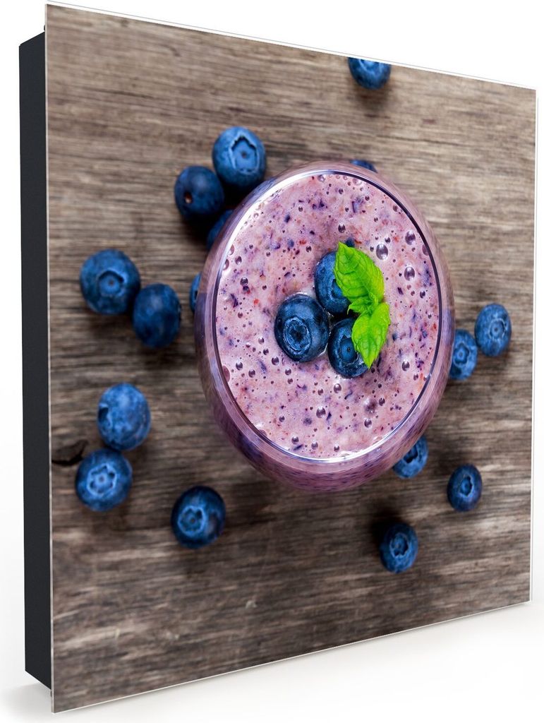 Nachbildung-Schlüsselkasten, Magnetpinnwand und Memoboard mit Glasfront Motiv Heidelbeerensmoothie
