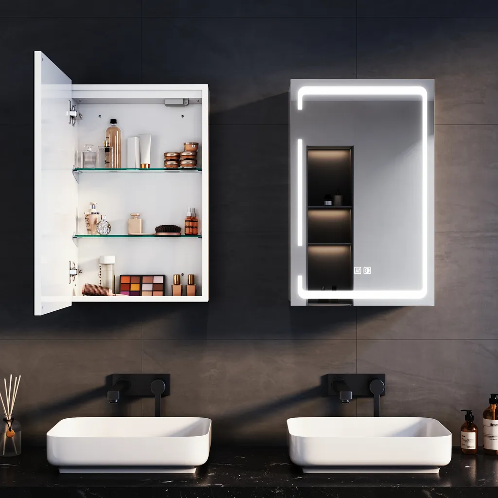 Armoire Miroir LED Intensité Variable Charnière sans Câble 38x60 cm - 2