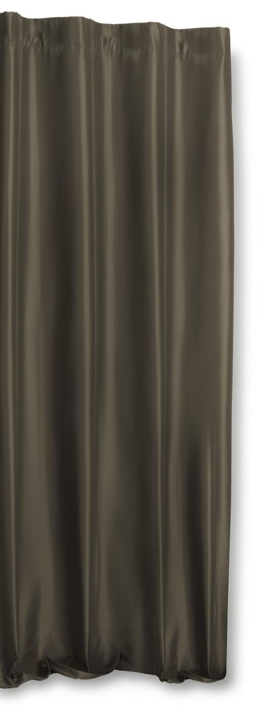 Vorhang taupe dunkel Kräuselband halbtransparent Wildseiden Optik 140x245 cm