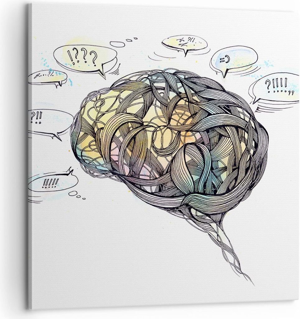 Bild auf Leinwand - Leinwandbild - Gehirn Bildung Experiment Illustration - 60x60cm - Wand Bild - Wanddeko - Leinwanddruck - Bilder - Kunstdruck - ...