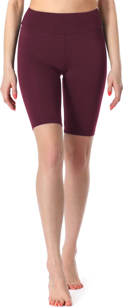 Merry Style Damen Kurze Sportleggings aus Viskose Radlerhose Leggings MS10-219 (Weinrot,XXL)