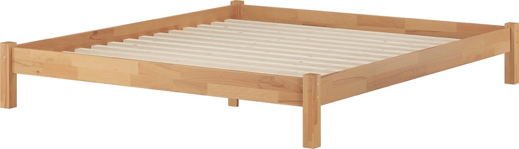 Doppelbett Futonbett ohne Kopfteil 200x200 Buche Massivholz wählbares Zubehör V-60.84-20Rollrost inkl.