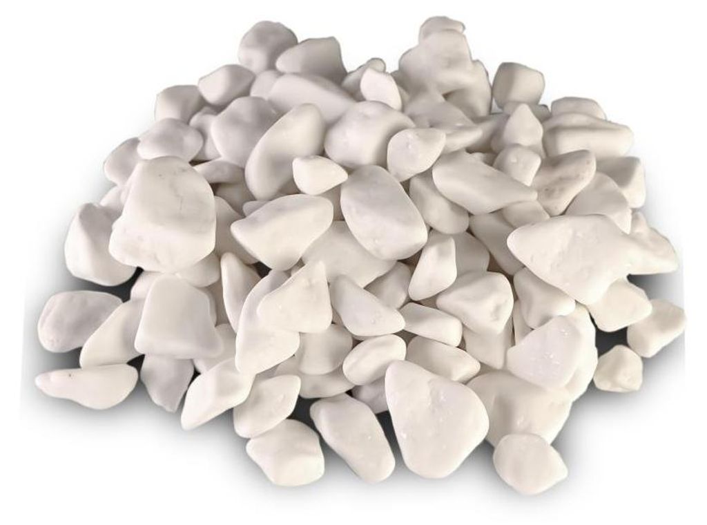 A pile of white, smooth, irregularly shaped stones.