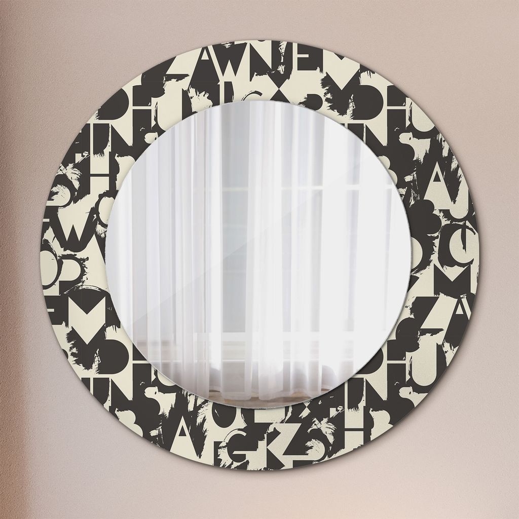Ø50cm Modern Spiegel - Wandspiegel Wandmontage- Schlafzimmer - abstrakt Typografie