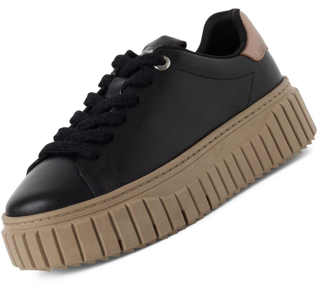 Tamaris Damen Plateau Leder Sneaker Schwarz