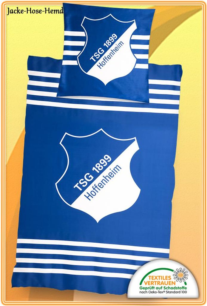 Bettwäsche TSG 1899 Hoffenheim Logo Microfaser Blau Weiß Produktbild 
