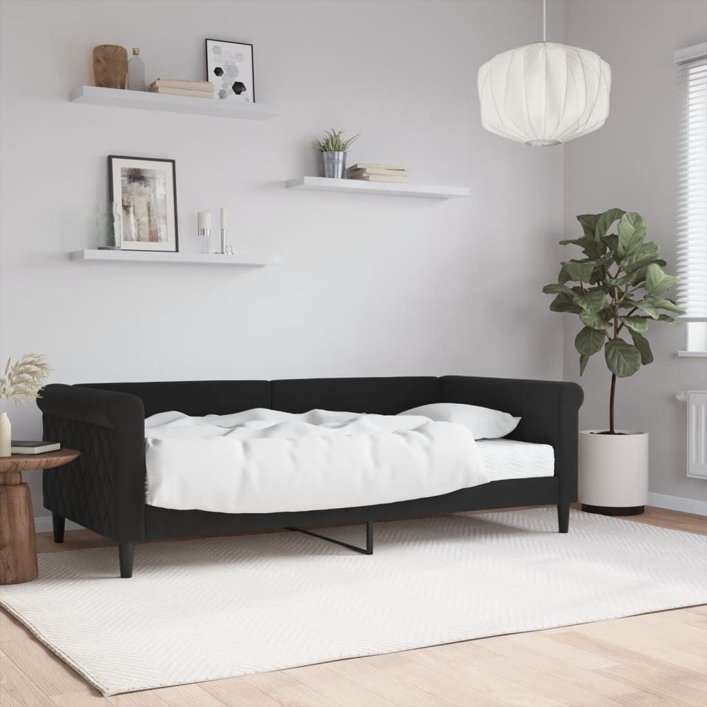 "2026 Promotion" Tagesbett mit Matratze - Schwarz - 90x190 cm - Samt - Polsterbett CC10532