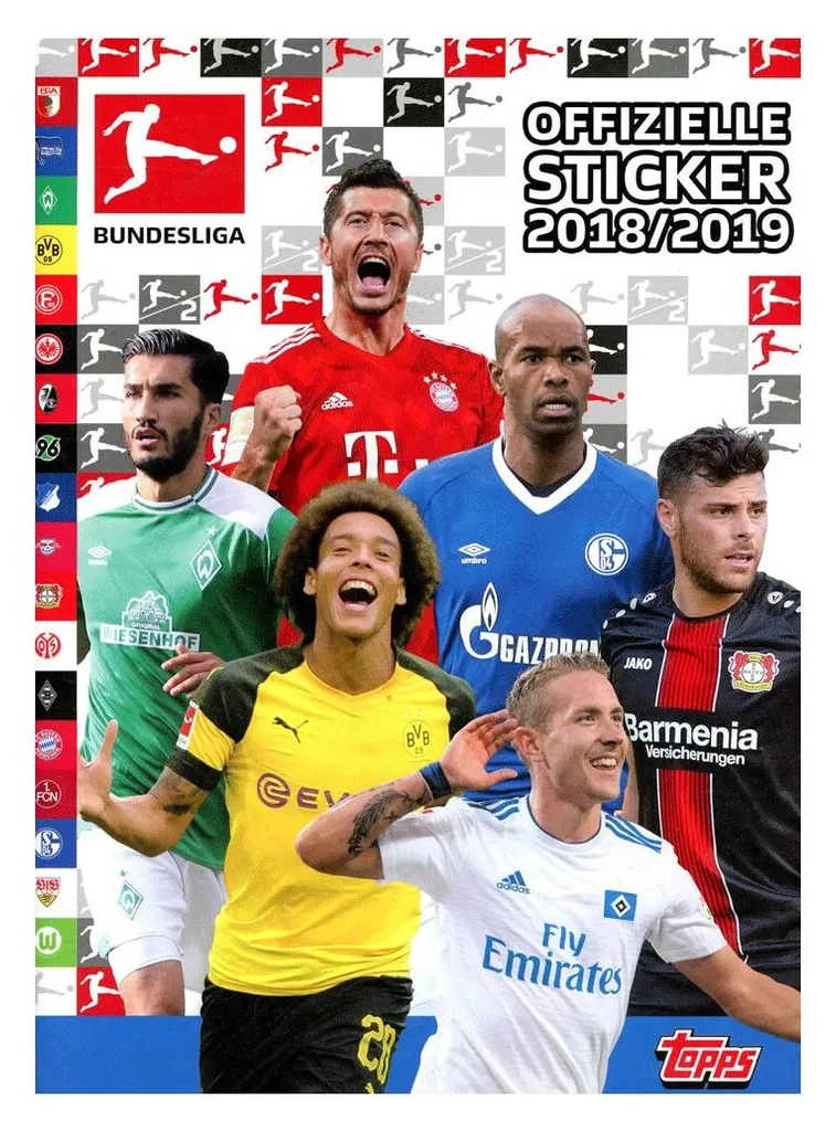 Album Topps Bundesliga 18/19 Stickers avec Logos et Portraits Joueurs