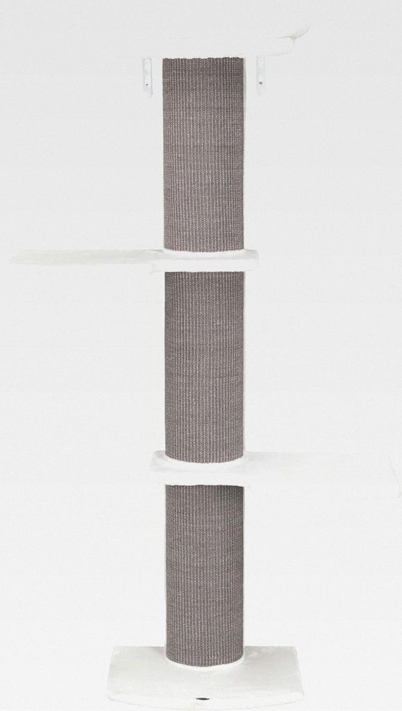 Kratzbaum Acadia 160 cm in weiß/grau – mehrstöckiger Katzenbaum mit gemütlichen Liegeflächen und Wandbefestigung, komfortabel & stabil – 44073