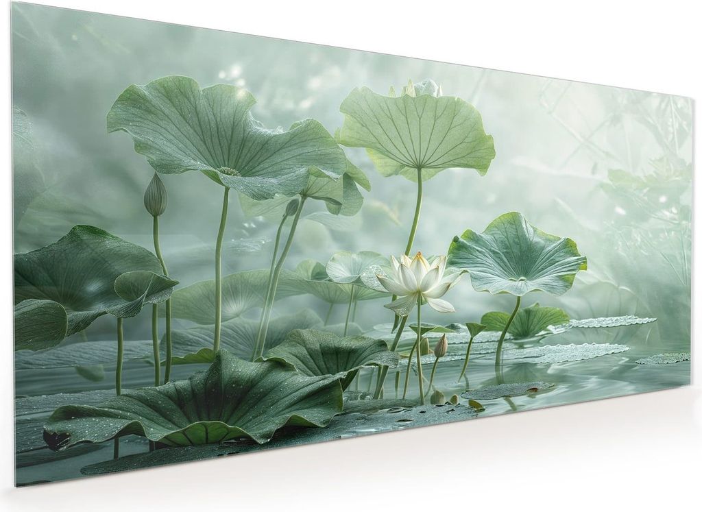 Küchenrückwand Spritzschutz Glas mit Motiv Lotusteich 40 x 40 cm