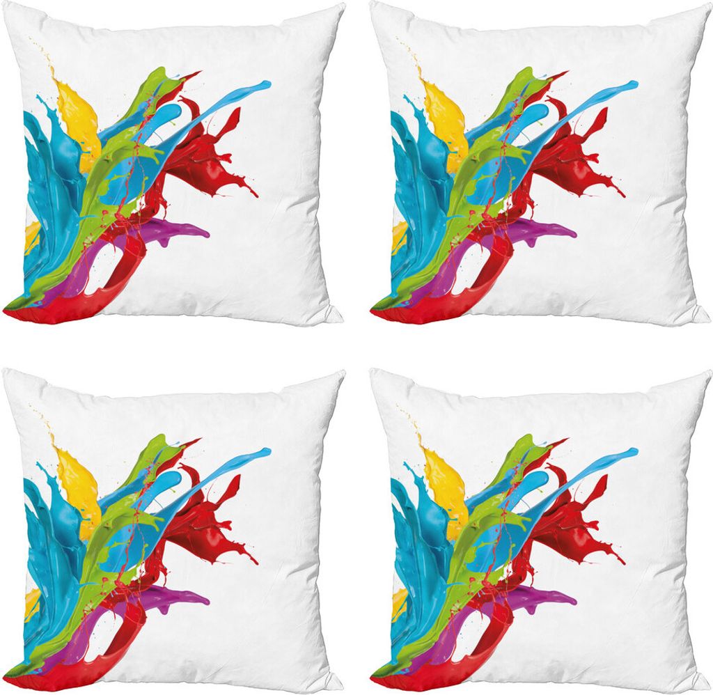 ABAKUHAUS Bunt Kissenbezug Set (4 Stück), Surreal Digital Paint, Moderner Doppelseitiger Digitaldruck, 45 cm x 45 cm, Mehrfarbig