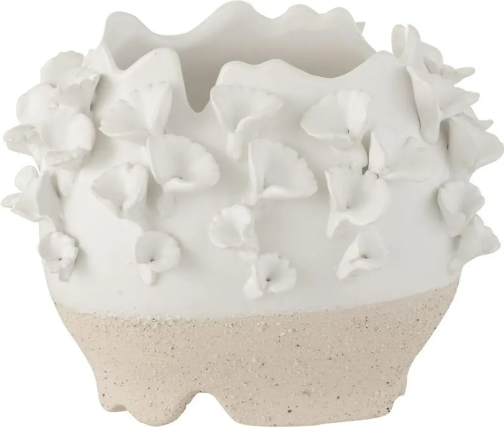 Cache-pot Céramique Anemone Étanche pour Protéger vos Meubles Blanc
