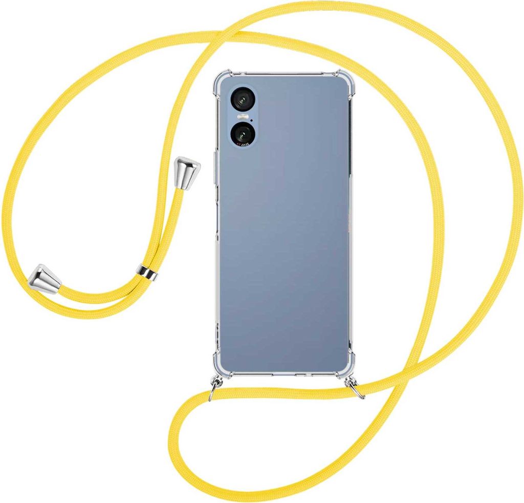 Handykette Backcover-Schutzhülle mit Band (Metall silberfarben) für Sony Xperia 5 VI / 10 VI - gelb