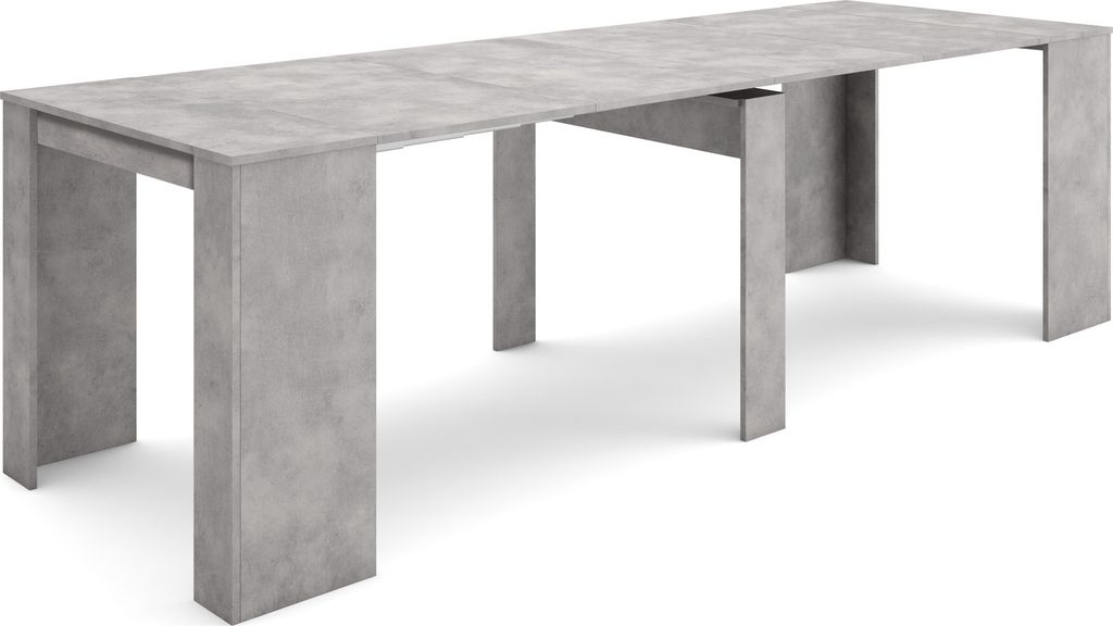 Ausziehbarertisch, 262x90x77cm, Für 12 Gäste, Esszimmertische, Zementgrau