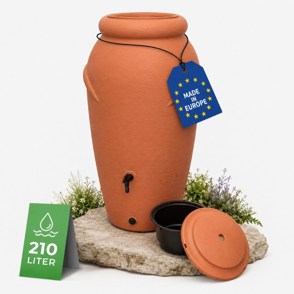 Regentonne 210 Liter - Wassertank Amphore Design Terracotta Produktbild 