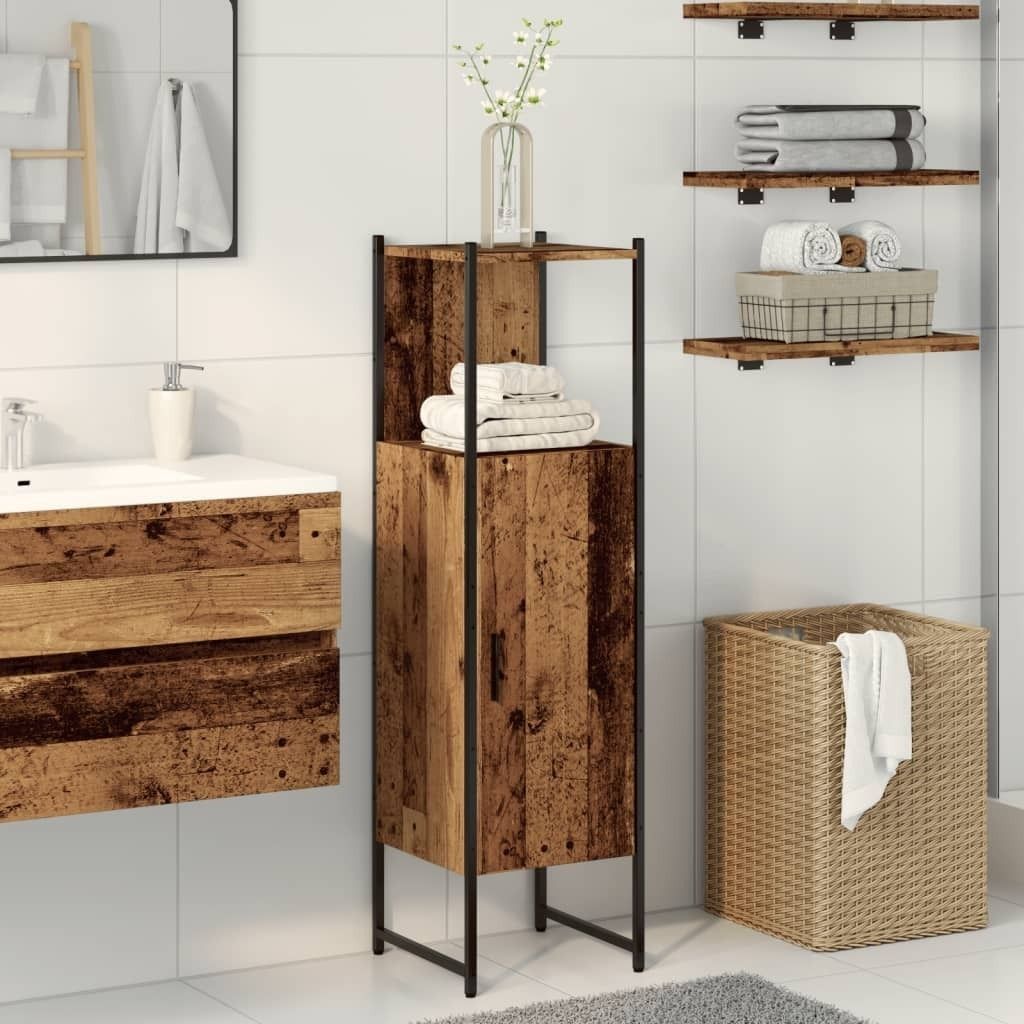 "2026 Promotion" Badschrank - Badezimmerschrank - Altholz-Optik 33x33x120,5 cm Holzwerkstoff - Badezimmer CC31853