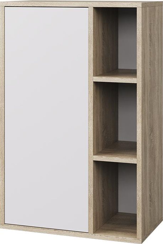 Hängeschrank Vicco Berno Sonoma/Weiß 50.1 x 78.4 cm mit 3 offenen Fächern, Model 57817