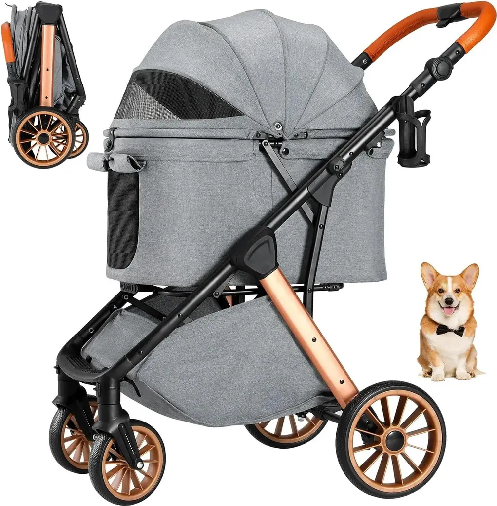 Sac de transport pour petit chien gris - Modèle compact et respirant